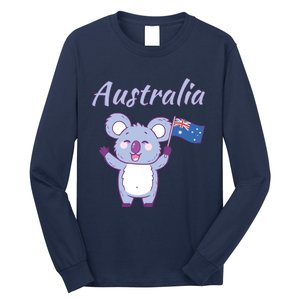 Australia Day Shirts Funny Koala Australian Flag Long Sleeve Shirt