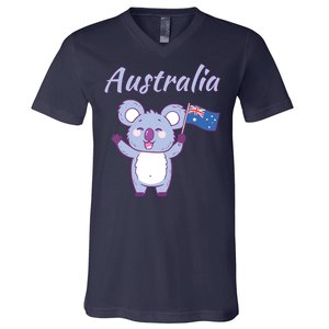 Australia Day Shirts Funny Koala Australian Flag V-Neck T-Shirt