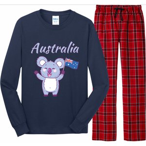 Australia Day Shirts Funny Koala Australian Flag Long Sleeve Pajama Set