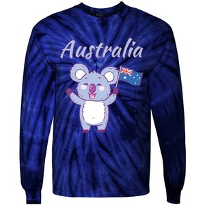 Australia Day Shirts Funny Koala Australian Flag Tie-Dye Long Sleeve Shirt