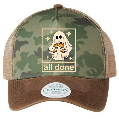 All Done Sign Language Speech Pathology Ghost Fall Halloween Legacy Tie Dye Trucker Hat