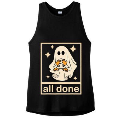 All Done Sign Language Speech Pathology Ghost Fall Halloween Ladies PosiCharge Tri-Blend Wicking Tank