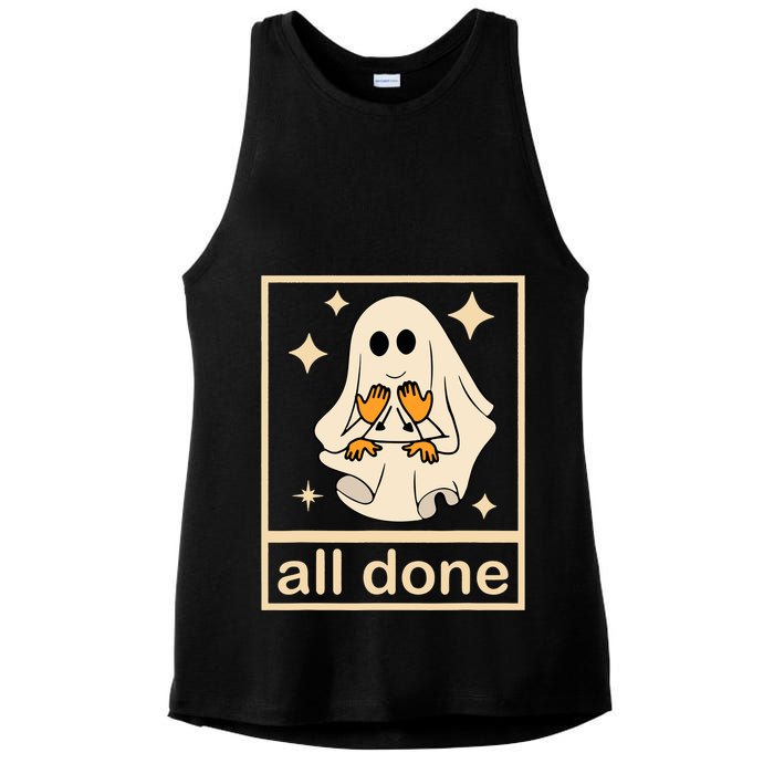 All Done Sign Language Speech Pathology Ghost Fall Halloween Ladies PosiCharge Tri-Blend Wicking Tank