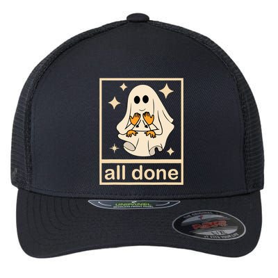 All Done Sign Language Speech Pathology Ghost Fall Halloween Flexfit Unipanel Trucker Cap