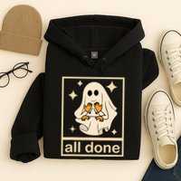 All Done Sign Language Speech Pathology Ghost Fall Halloween Hoodie