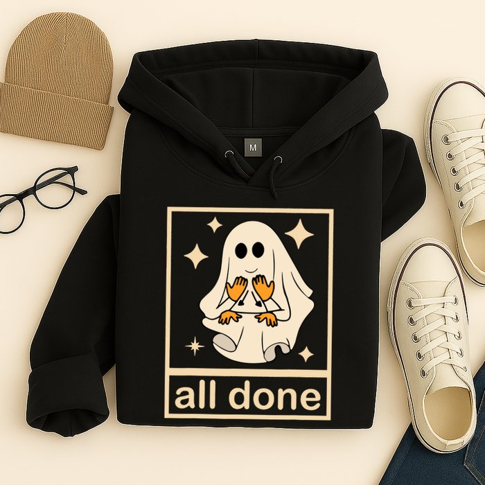 All Done Sign Language Speech Pathology Ghost Fall Halloween Hoodie