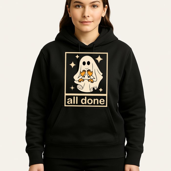 All Done Sign Language Speech Pathology Ghost Fall Halloween Hoodie