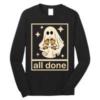 All Done Sign Language Speech Pathology Ghost Fall Halloween Long Sleeve Shirt