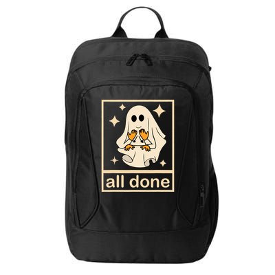 All Done Sign Language Speech Pathology Ghost Fall Halloween City Backpack