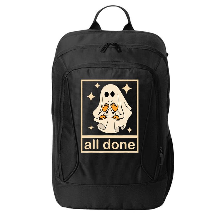 All Done Sign Language Speech Pathology Ghost Fall Halloween City Backpack