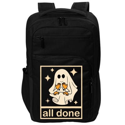 All Done Sign Language Speech Pathology Ghost Fall Halloween Impact Tech Backpack