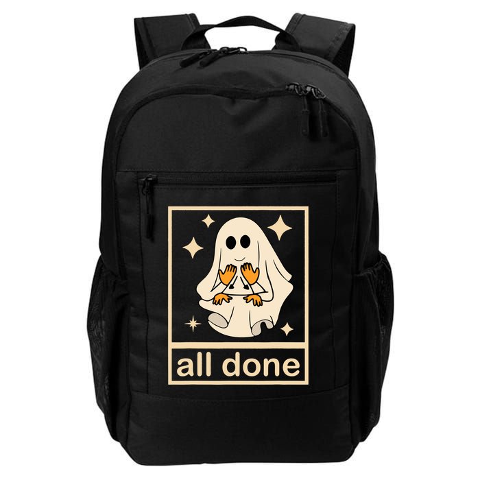 All Done Sign Language Speech Pathology Ghost Fall Halloween Backpack