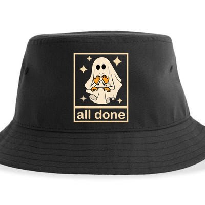 All Done Sign Language Speech Pathology Ghost Fall Halloween Sustainable Bucket Hat