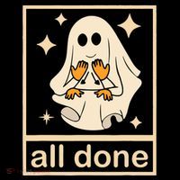 All Done Sign Language Speech Pathology Ghost Fall Halloween 7-Panel Snapback Hat