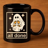 All Done Sign Language Speech Pathology Ghost Fall Halloween 11oz C Handle Ceramic Mug