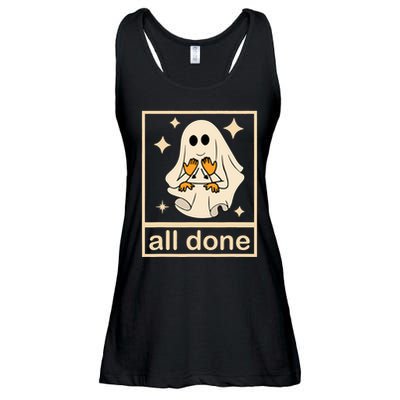 All Done Sign Language Speech Pathology Ghost Fall Halloween Ladies Essential Flowy Tank