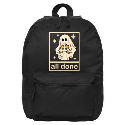 All Done Sign Language Speech Pathology Ghost Fall Halloween 16 in Basic Backpack