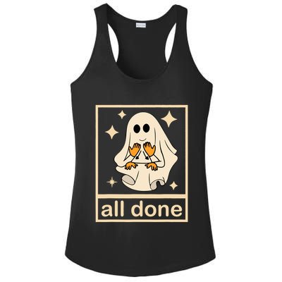 All Done Sign Language Speech Pathology Ghost Fall Halloween Ladies PosiCharge Competitor Racerback Tank