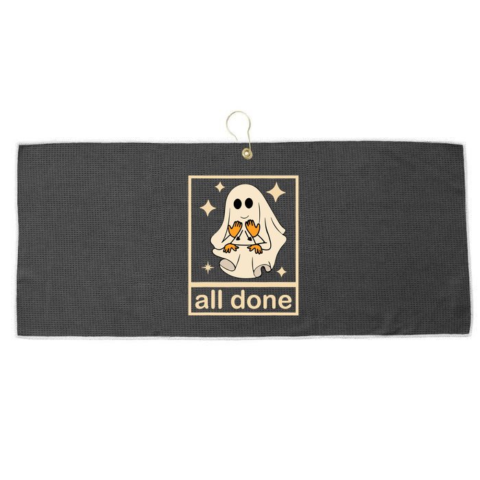 All Done Sign Language Speech Pathology Ghost Fall Halloween Large Microfiber Waffle Golf Towel