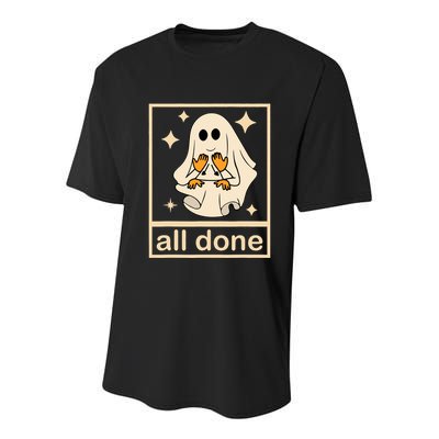 All Done Sign Language Speech Pathology Ghost Fall Halloween Youth Performance Sprint T-Shirt