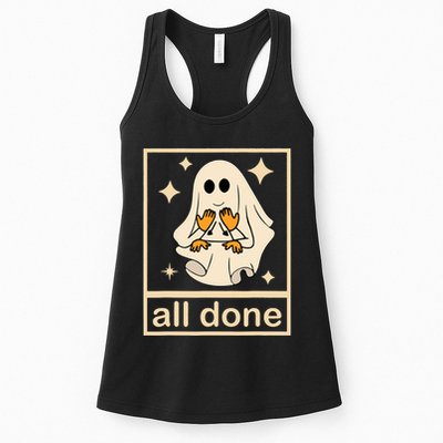 All Done Sign Language Speech Pathology Ghost Fall Halloween Womens Tank Top