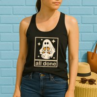 All Done Sign Language Speech Pathology Ghost Fall Halloween Womens Tank Top
