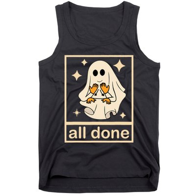 All Done Sign Language Speech Pathology Ghost Fall Halloween Tank Top