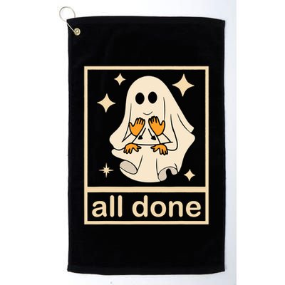 All Done Sign Language Speech Pathology Ghost Fall Halloween Golf Towel