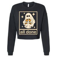 All Done Sign Language Speech Pathology Ghost Fall Halloween Cropped Pullover Crew
