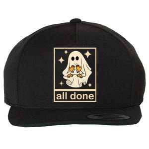 All Done Sign Language Speech Pathology Ghost Fall Halloween Wool Snapback Cap