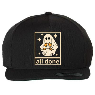 All Done Sign Language Speech Pathology Ghost Fall Halloween Wool Snapback Cap