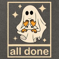 All Done Sign Language Speech Pathology Ghost Fall Halloween Cotton Canvas Backpack
