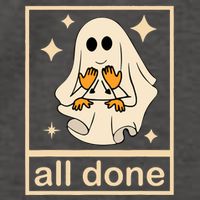 All Done Sign Language Speech Pathology Ghost Fall Halloween Vector Backpack