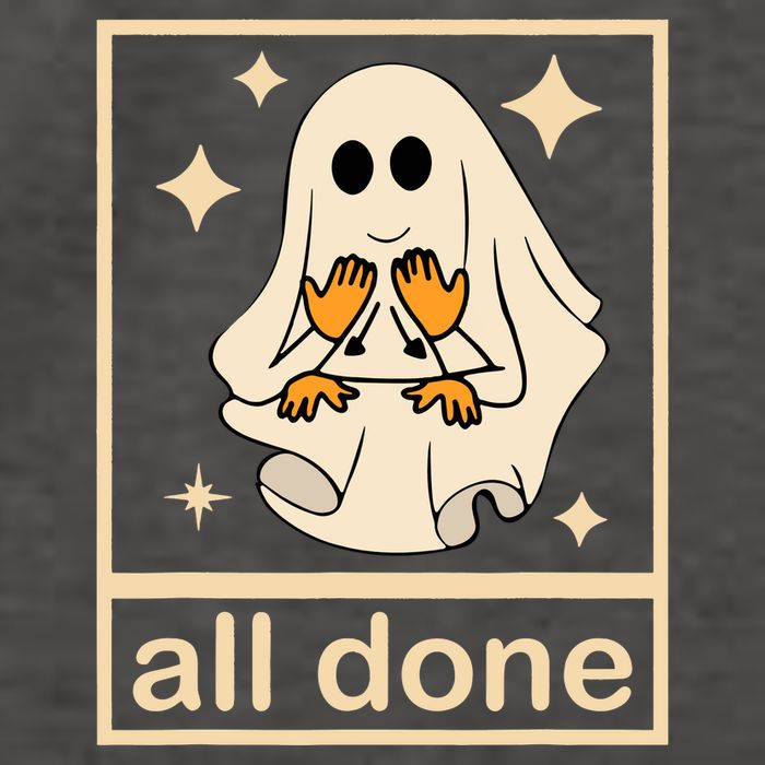 All Done Sign Language Speech Pathology Ghost Fall Halloween Vector Backpack
