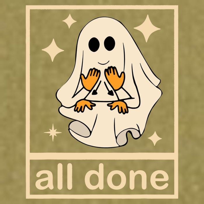 All Done Sign Language Speech Pathology Ghost Fall Halloween Garment-Dyed Women's Muscle Tee