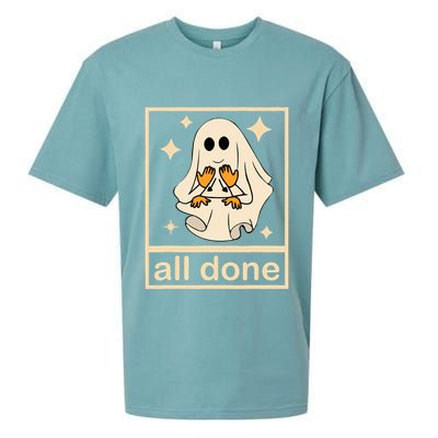 All Done Sign Language Speech Pathology Ghost Fall Halloween Sueded Cloud Jersey T-Shirt