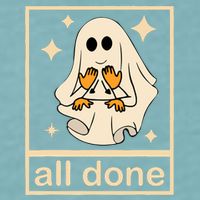 All Done Sign Language Speech Pathology Ghost Fall Halloween Sueded Cloud Jersey T-Shirt