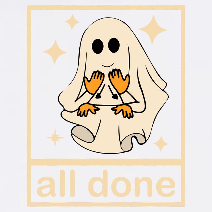 All Done Sign Language Speech Pathology Ghost Fall Halloween Garment-Dyed Sweatshirt