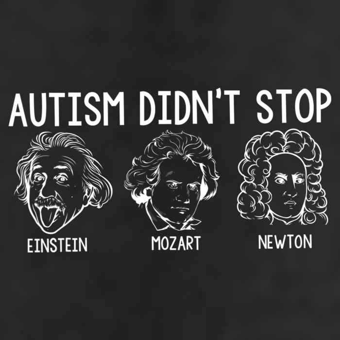 Autism Didn't Stop Einstein Mozart Newton Autism Awareness 7 Panel Mesh Trucker Snapback Hat