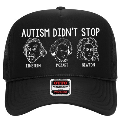 Autism Didn't Stop Einstein Mozart Newton Autism Awareness Trucker Hat