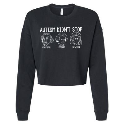 Autism Didn't Stop Einstein Mozart Newton Autism Awareness Cropped Pullover Crew