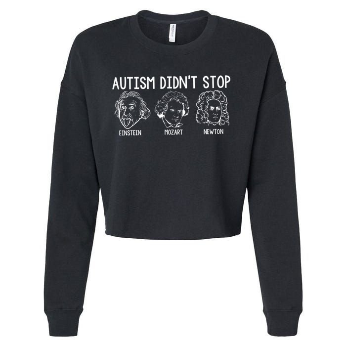 Autism Didn't Stop Einstein Mozart Newton Autism Awareness Cropped Pullover Crew