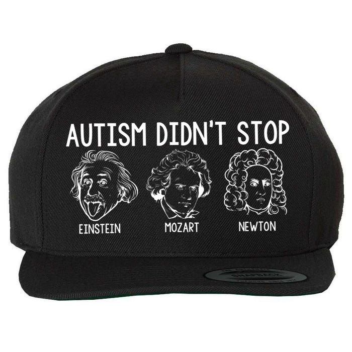 Autism Didn't Stop Einstein Mozart Newton Autism Awareness Wool Snapback Cap
