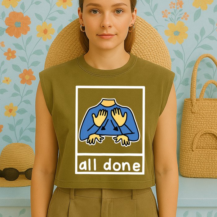 All Done Sign Language Garment-Dyed Women's Muscle Tee