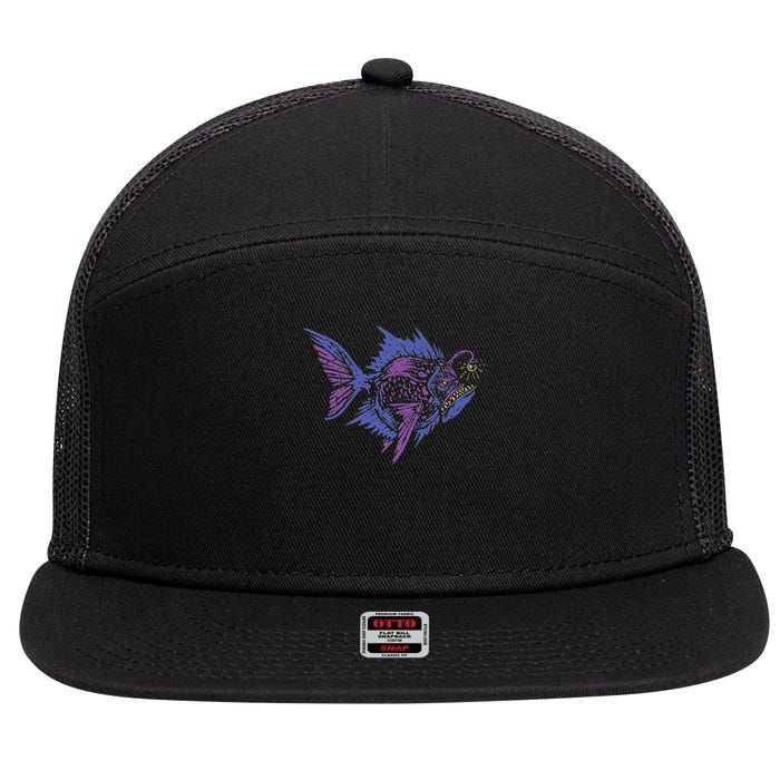Anglerfish Deep Sea Creatures Sea Monster Angler Fish 7 Panel Mesh Trucker Snapback Hat