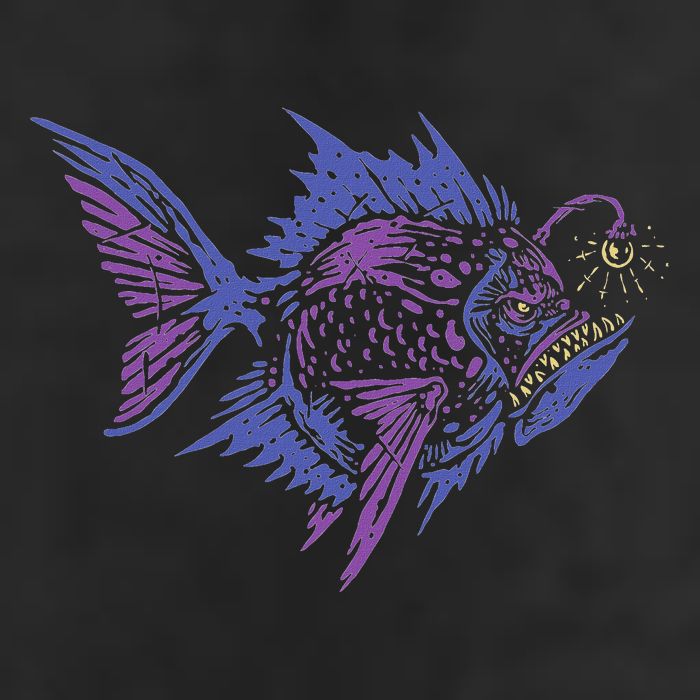 Anglerfish Deep Sea Creatures Sea Monster Angler Fish 7 Panel Mesh Trucker Snapback Hat