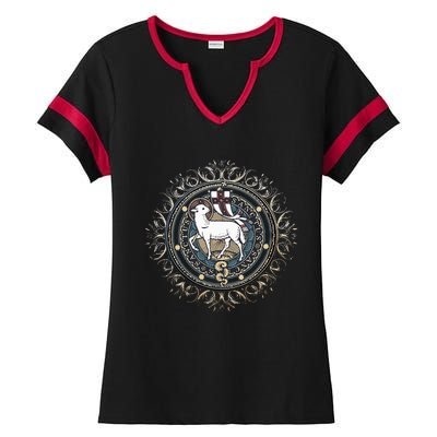 Agnus Dei Sanctus Traditional Latin Mass Catholic Ladies Halftime Notch Neck Tee