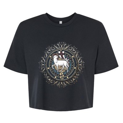 Agnus Dei Sanctus Traditional Latin Mass Catholic Bella+Canvas Jersey Crop Tee