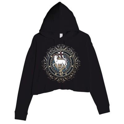 Agnus Dei Sanctus Traditional Latin Mass Catholic Crop Fleece Hoodie