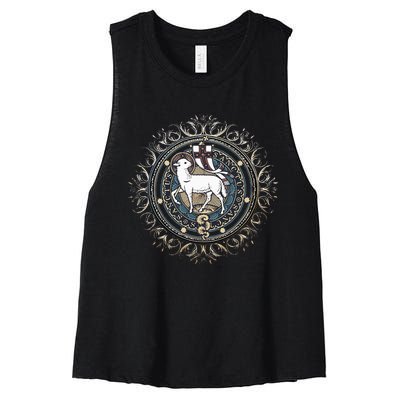 Agnus Dei Sanctus Traditional Latin Mass Catholic Women's Racerback Cropped Tank